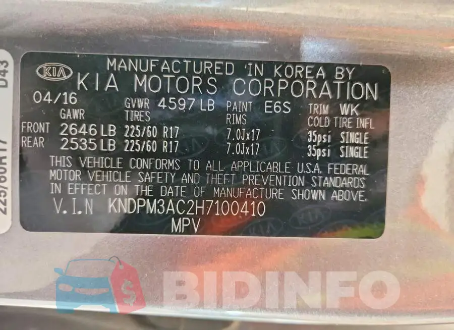 KNDPM3AC2H7100410 Photo# 12