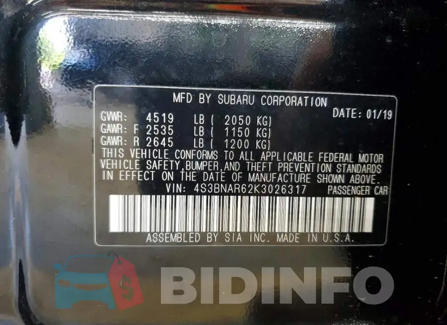 4S3BNAR62K3026317 Photo# 12