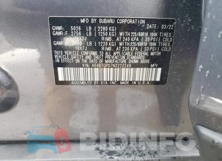 4S4BTGPD7N3223249 Photo# 13