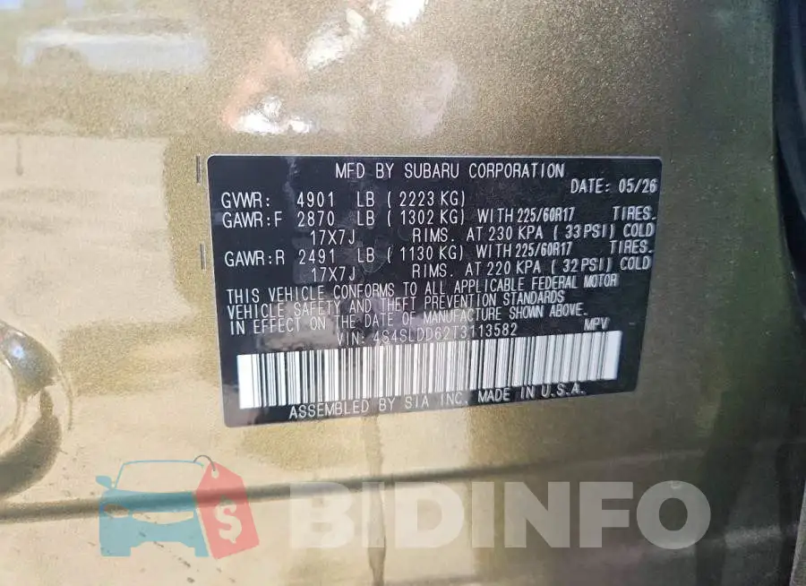4S4SLDD62T3113582 Photo# 13