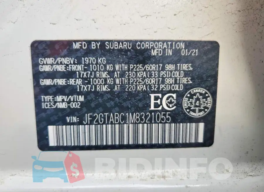JF2GTABC1M8321055 Photo# 14