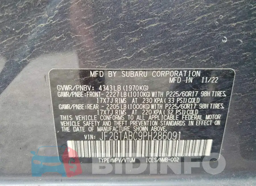 JF2GTABC9PH286091 Photo# 14