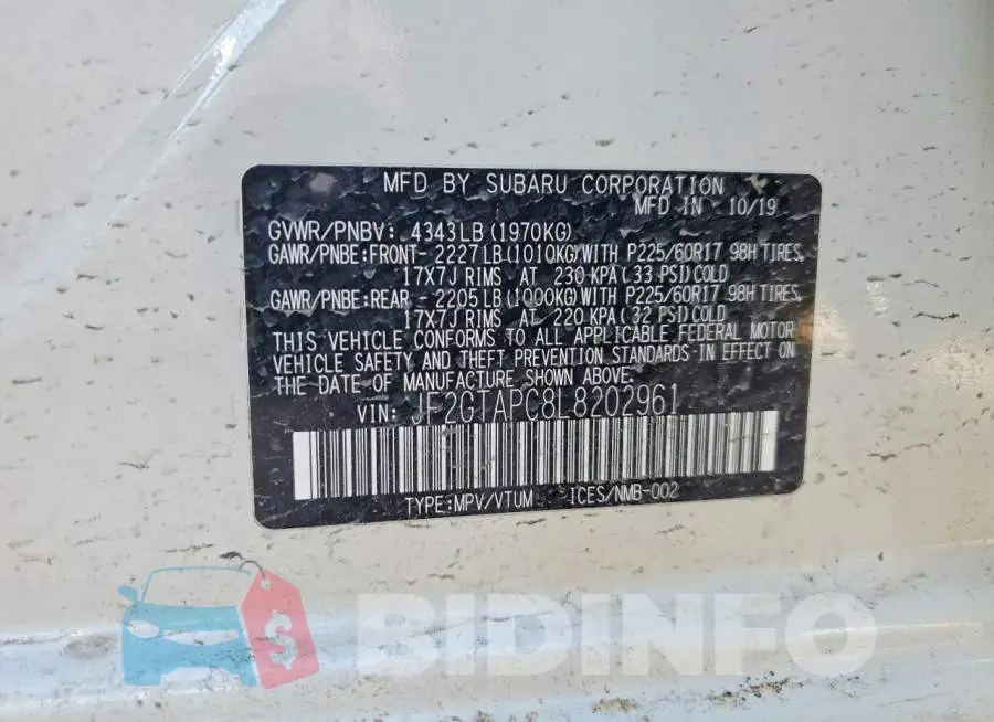 JF2GTAPC8L8202961 Photo# 13