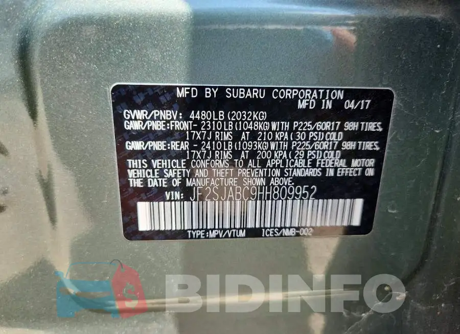 JF2SJABC9HH809952 Photo# 12