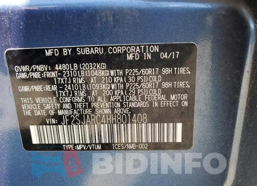 JF2SJARC4HH801408 Photo# 13
