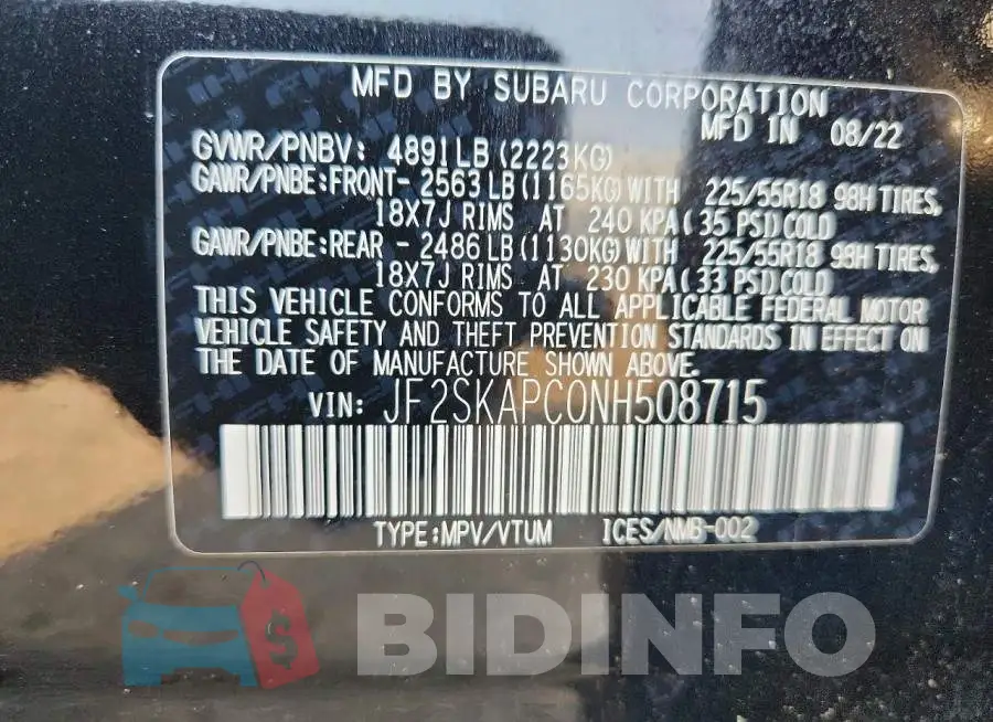 JF2SKAPC0NH508715 Photo# 13