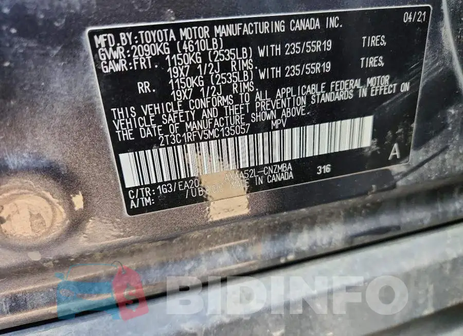 2T3C1RFV5MC135057 Photo# 13