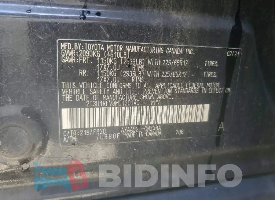 2T3H1RFV8MC120140 Photo# 13