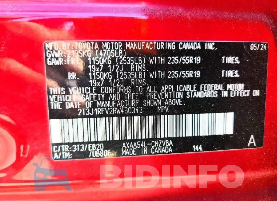 2T3J1RFV2RW460343 Photo# 14