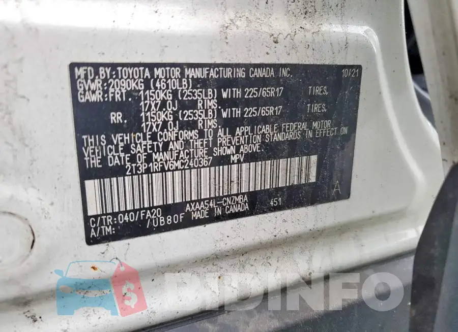 2T3P1RFV6MC240367 Photo# 13