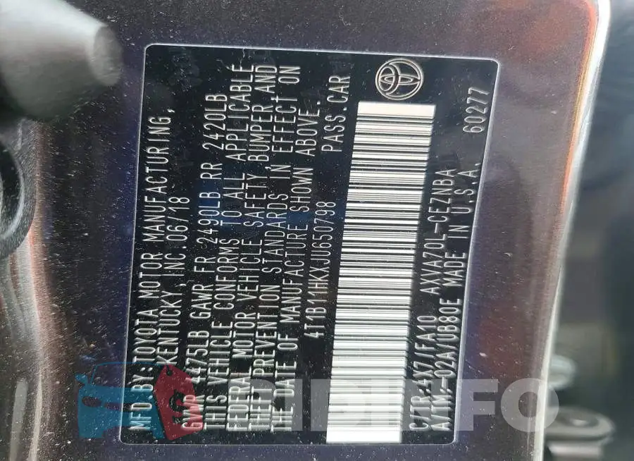 4T1B11HKXJU650798 Photo# 12