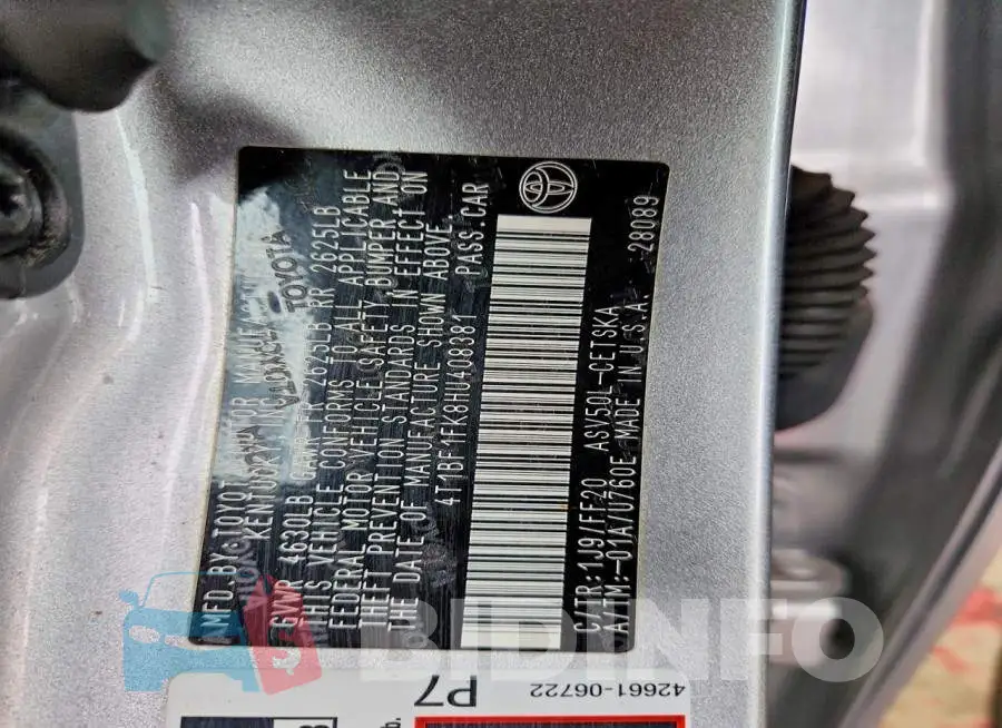4T1BF1FK8HU408381 Photo# 12