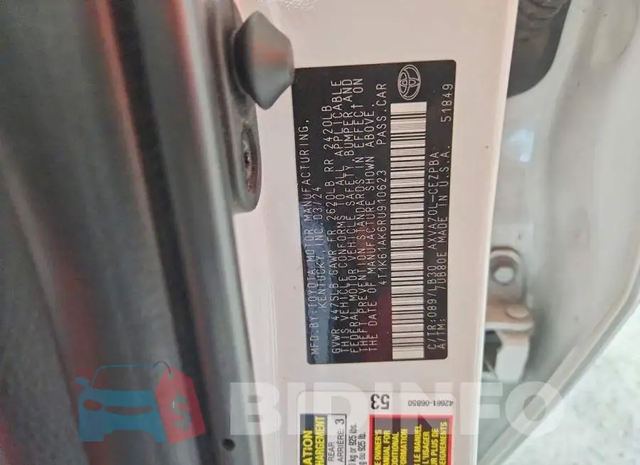 4T1K61AK6RU910623 Photo# 13