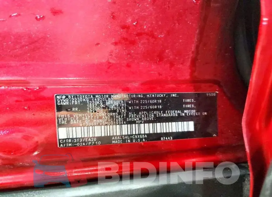 4T3D6RFV5MU019944 Photo# 13