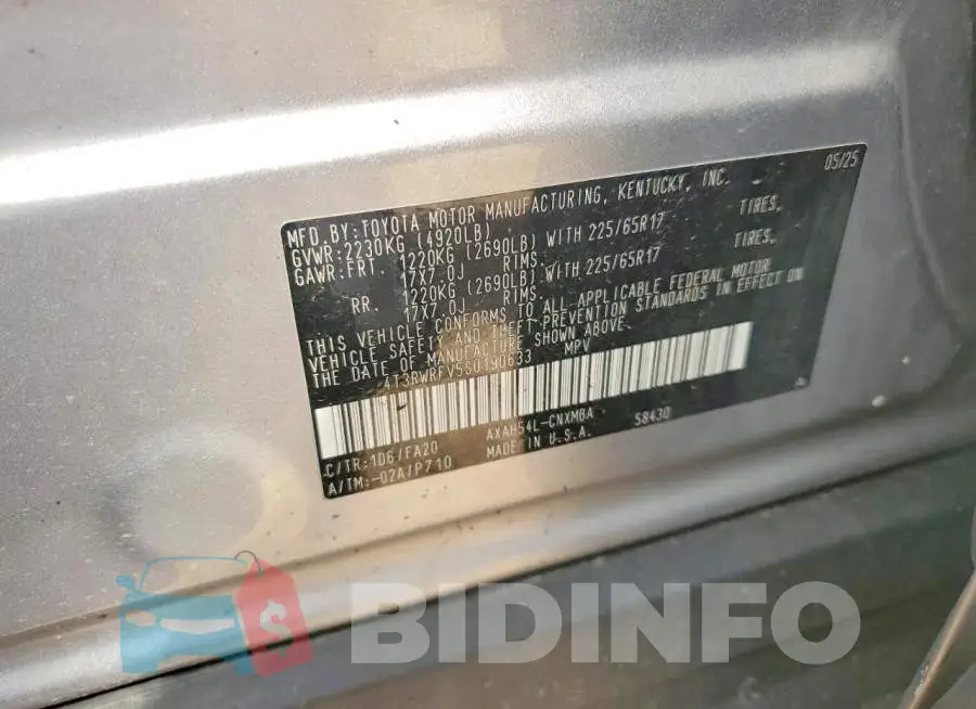 4T3RWRFV5SU190633 Photo# 13