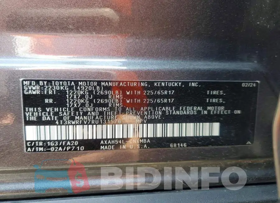 4T3RWRFV7RU131576 Photo# 13