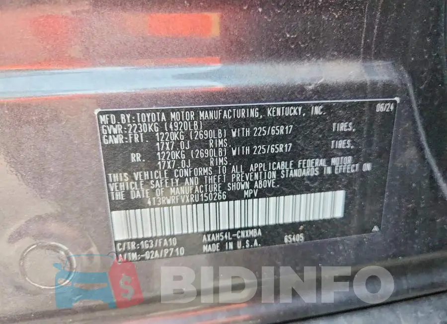 4T3RWRFVXRU150266 Photo# 13