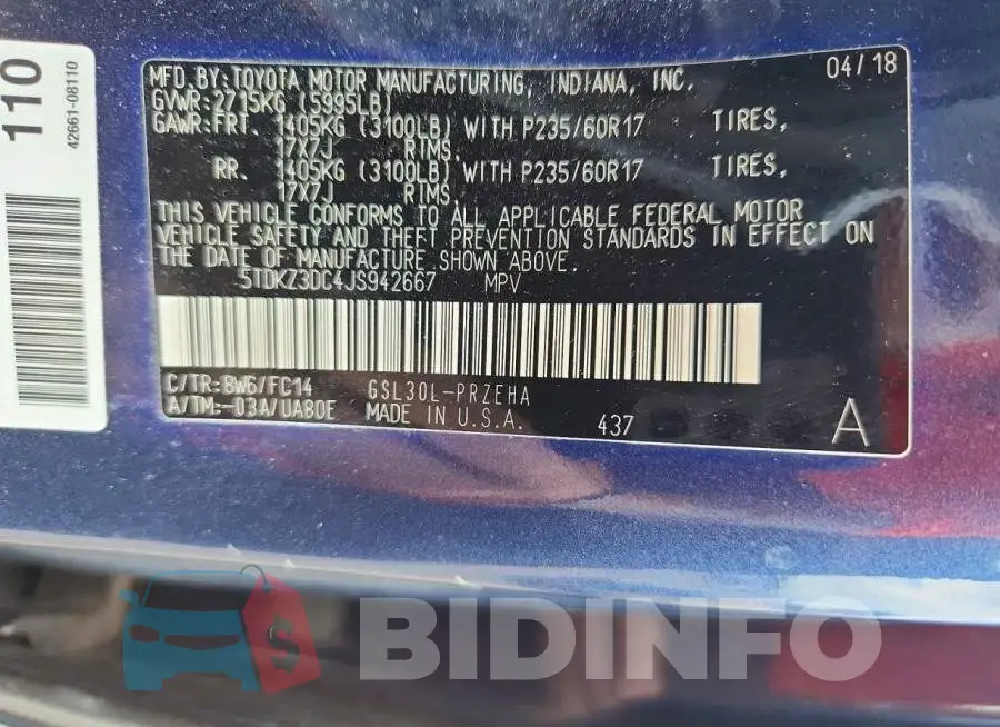 5TDKZ3DC4JS942667 Photo# 13