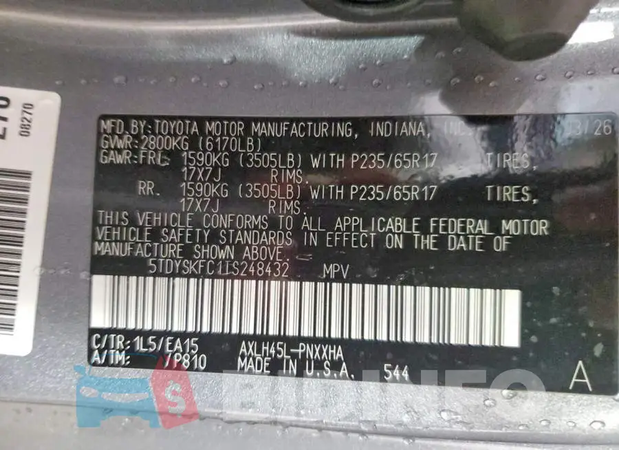 5TDYSKFC1TS248432 Photo# 13