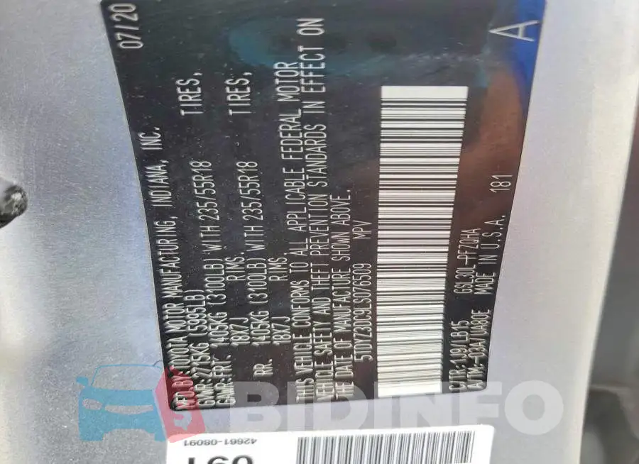 5TDYZ3DC9LS076509 Photo# 14