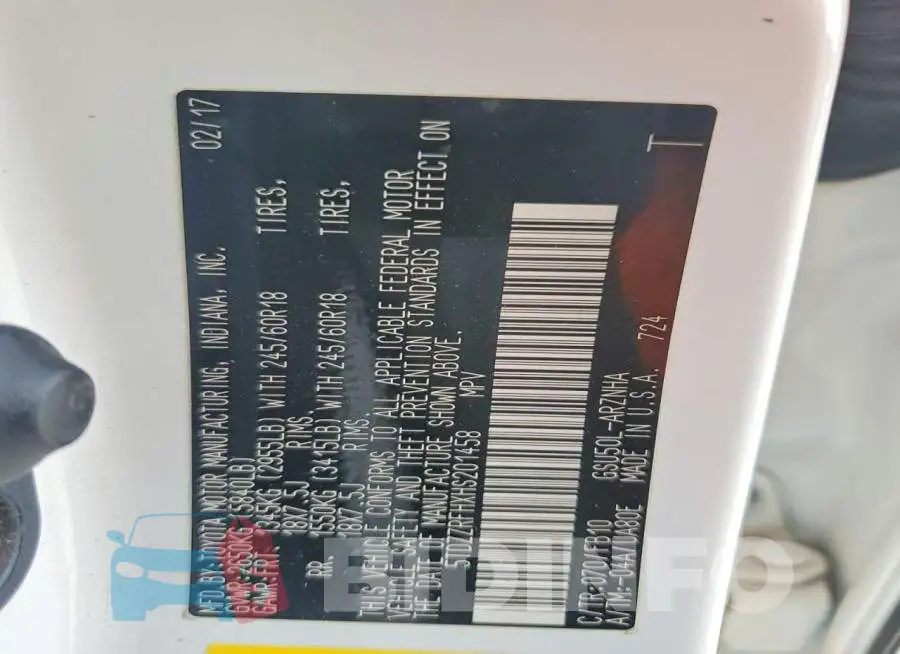 5TDZZRFHXHS201458 Photo# 13