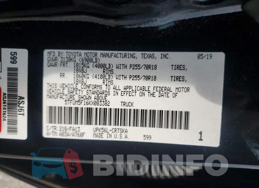 5TFUM5F16KX083382 Photo# 12
