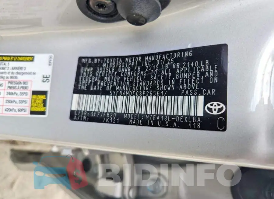 5YFB4MDE0SP265617 Photo# 12