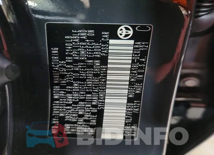 5YFB4MDE0TP471148 Photo# 13