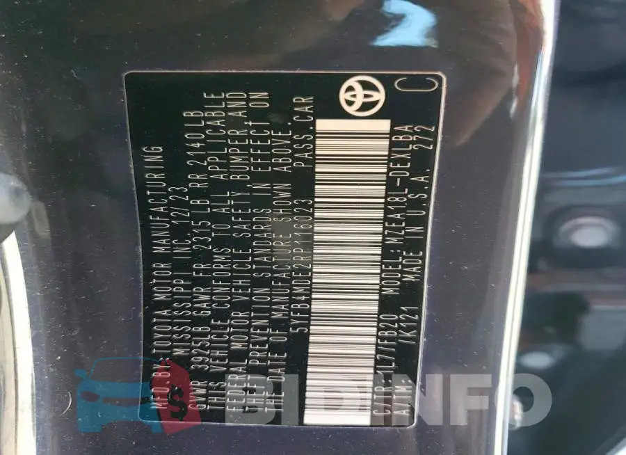 5YFB4MDE2RP116023 Photo# 12