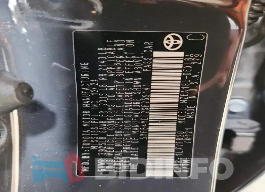 5YFB4MDE2SP259141 Photo# 12