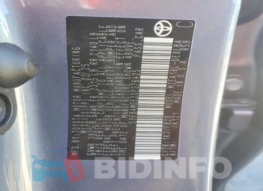 5YFB4MDE2SP276425 Photo# 12