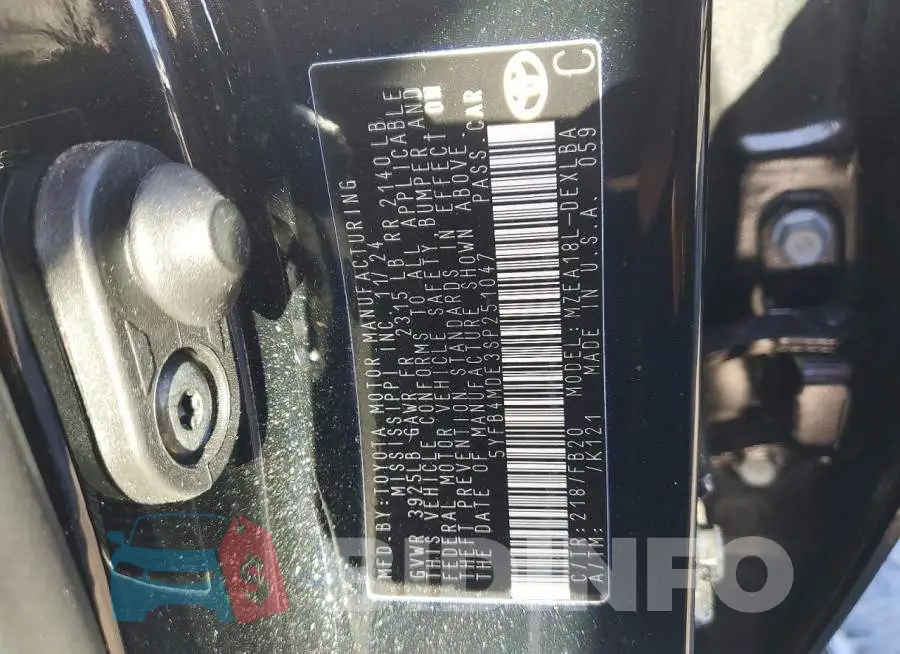 5YFB4MDE3SP251047 Photo# 13