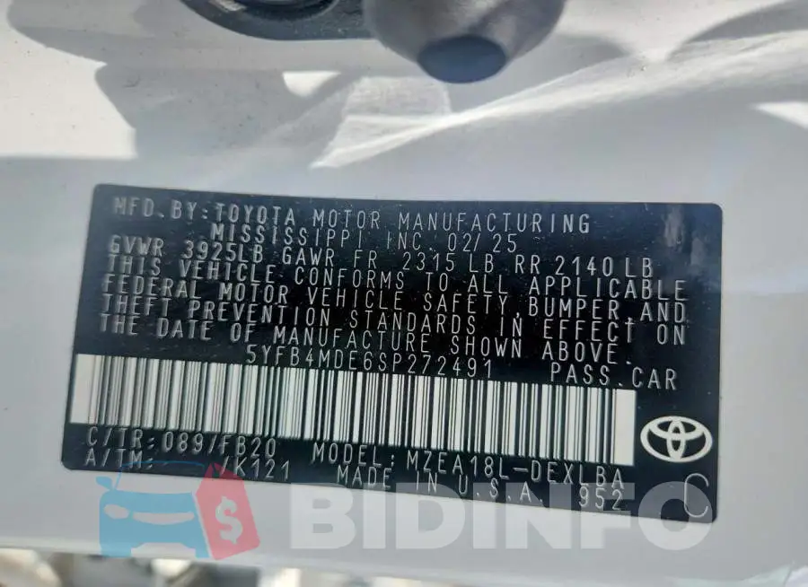 5YFB4MDE6SP272491 Photo# 13
