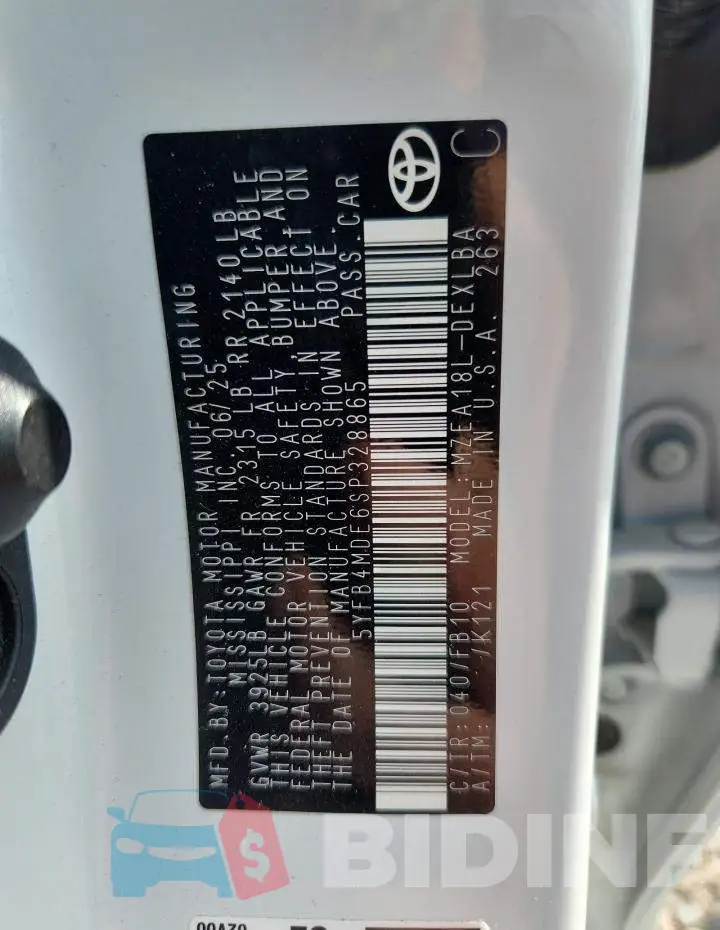 5YFB4MDE6SP328865 Photo# 12