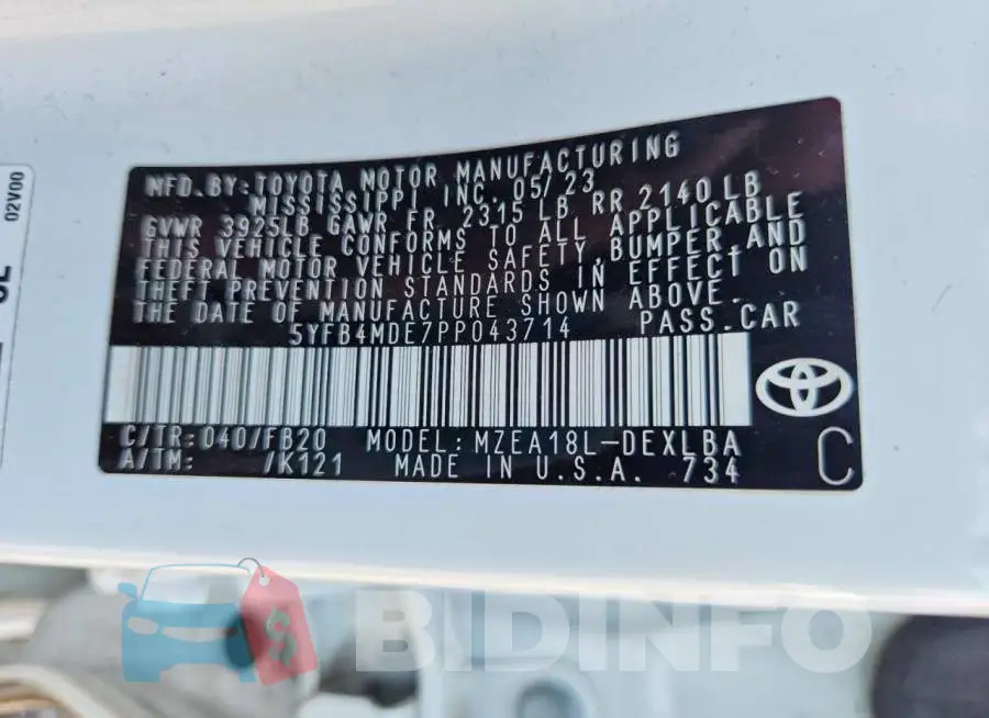 5YFB4MDE7PP043714 Photo# 12