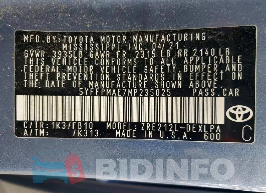 5YFEPMAE7MP235025 Photo# 12