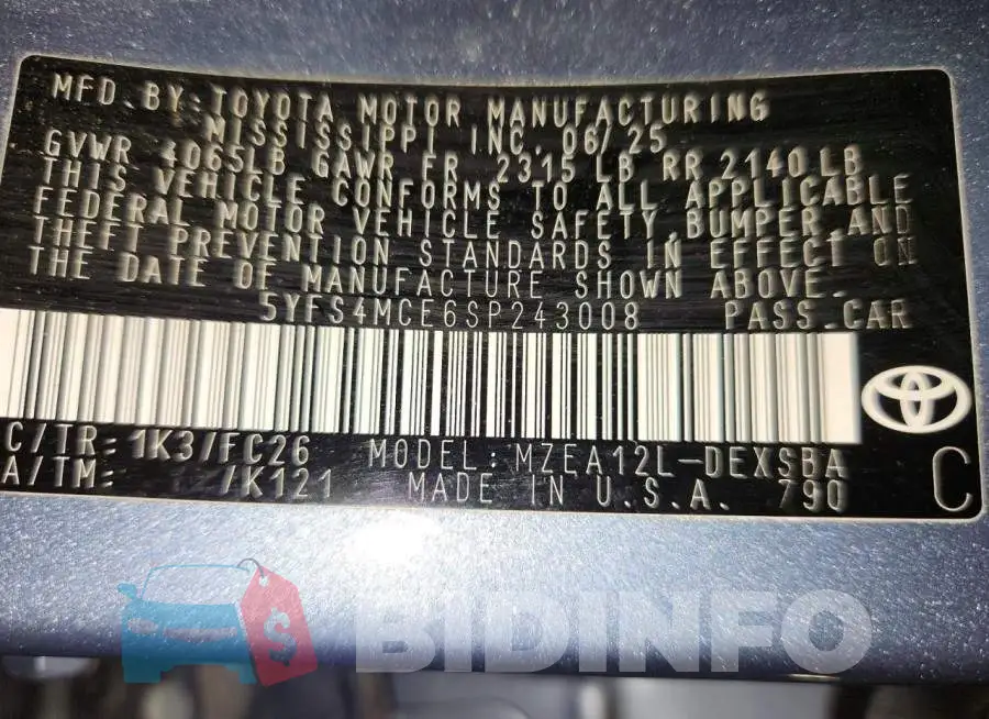 5YFS4MCE6SP243008 Photo# 12