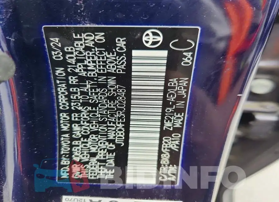 JTDBCMFE3RJ028487 Photo# 12