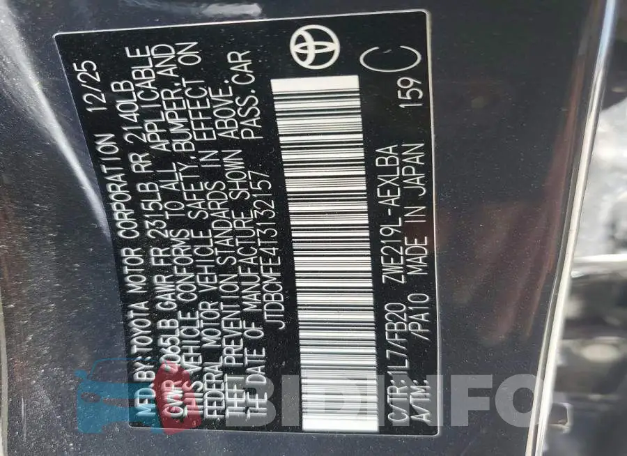 JTDBCMFE4T3132157 Photo# 13