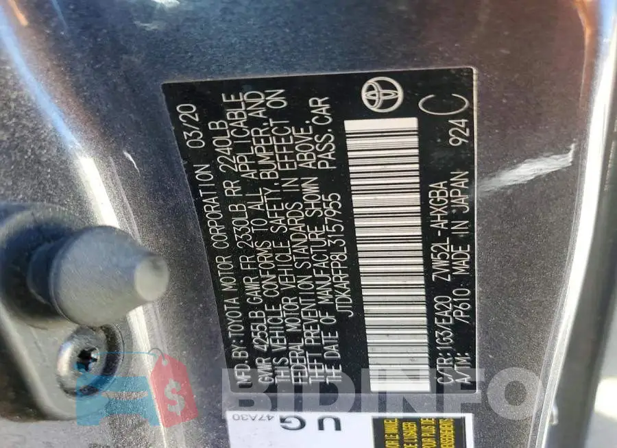 JTDKARFP8L3157955 Photo# 13
