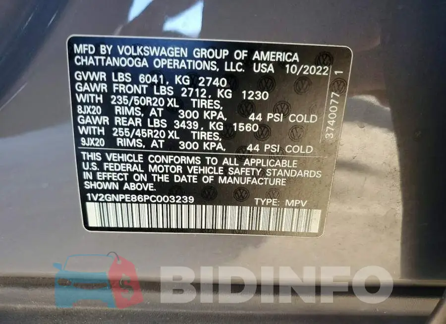 1V2GNPE86PC003239 Photo# 13