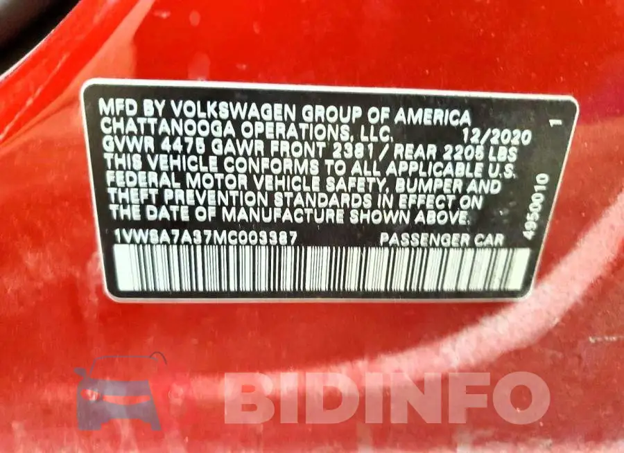 1VWSA7A37MC003387 Photo# 12