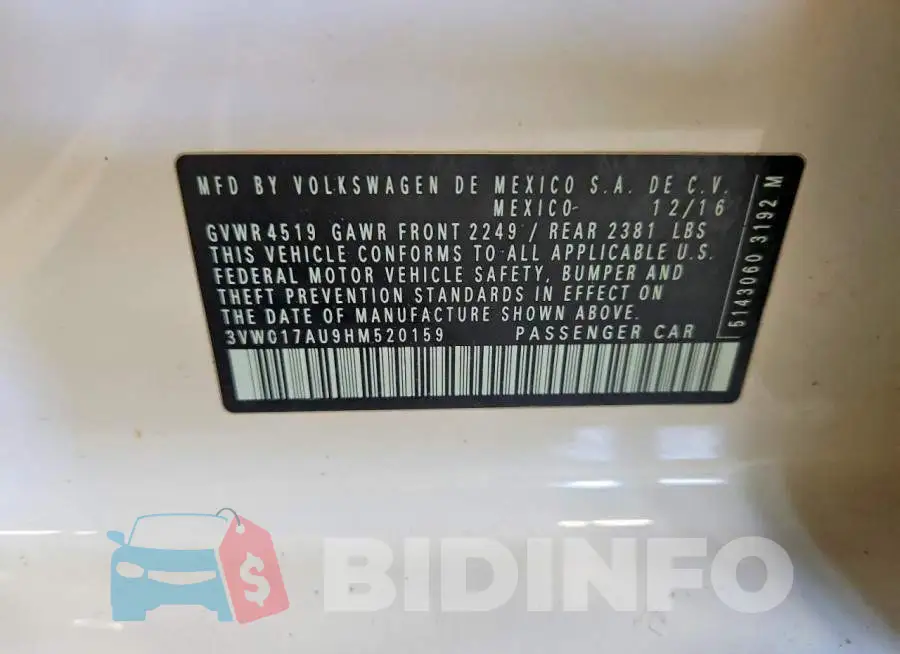 3VW017AU9HM520159 Photo# 13