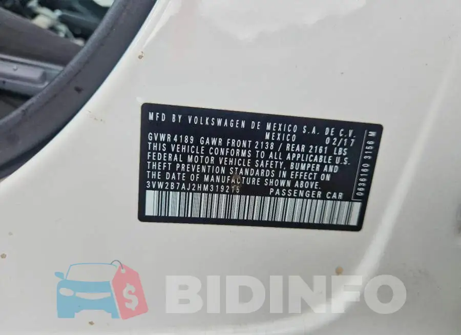 3VW2B7AJ2HM319215 Photo# 12