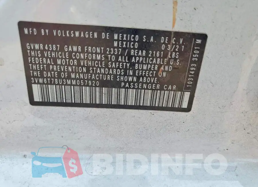 3VW6T7BU3MM057920 Photo# 13