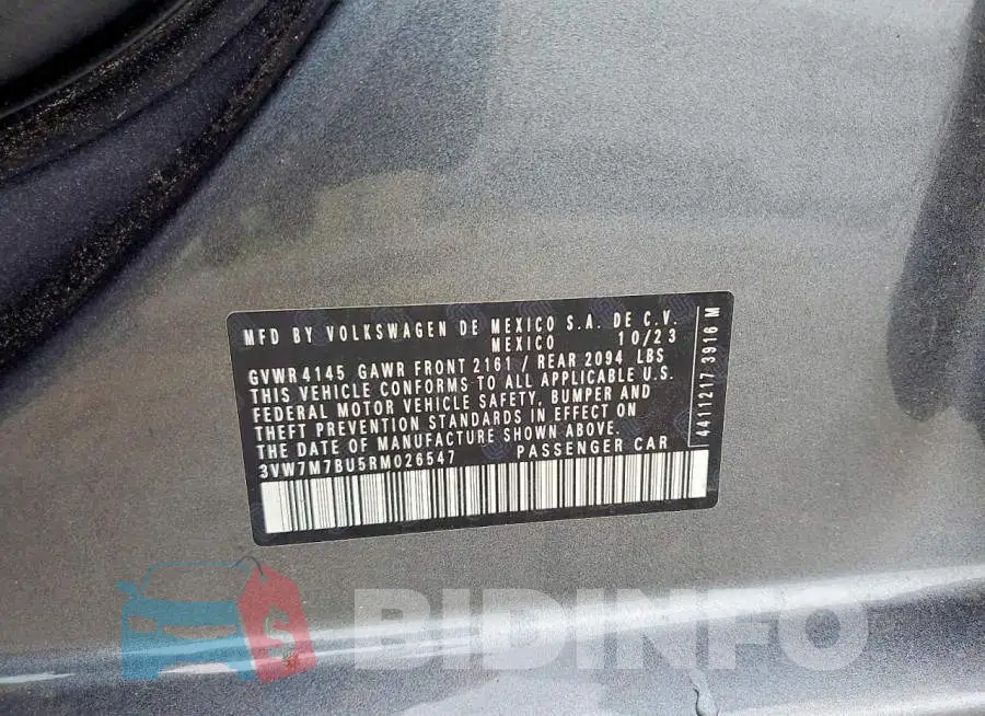 3VW7M7BU5RM026547 Photo# 13