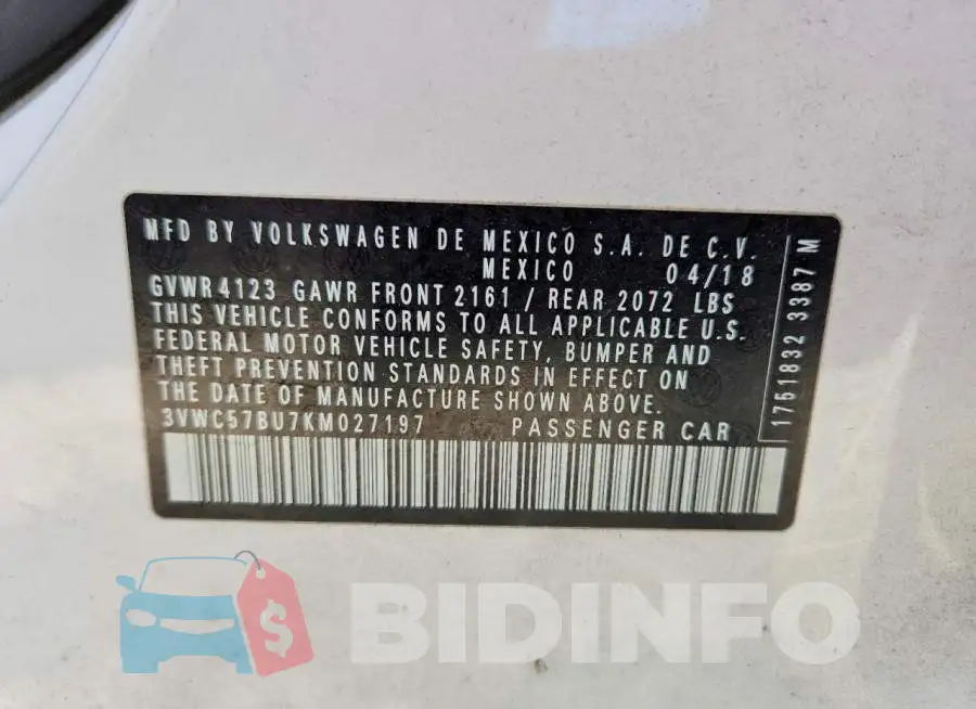 3VWC57BU7KM027197 Photo# 12