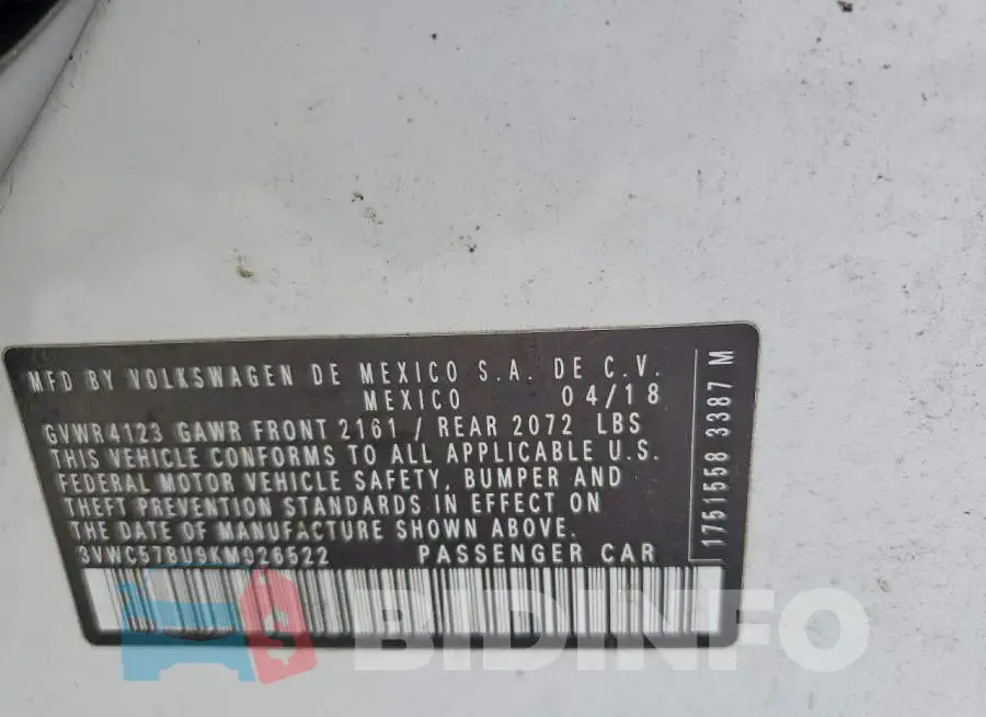 3VWC57BU9KM026522 Photo# 12