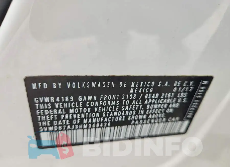 3VWDB7AJ3HM308426 Photo# 12