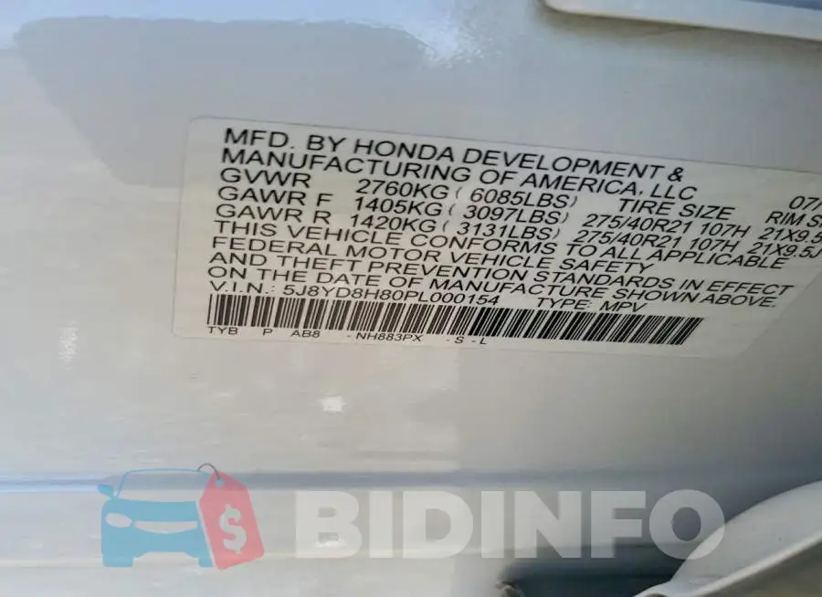 5J8YD8H80PL000154 Photo# 13